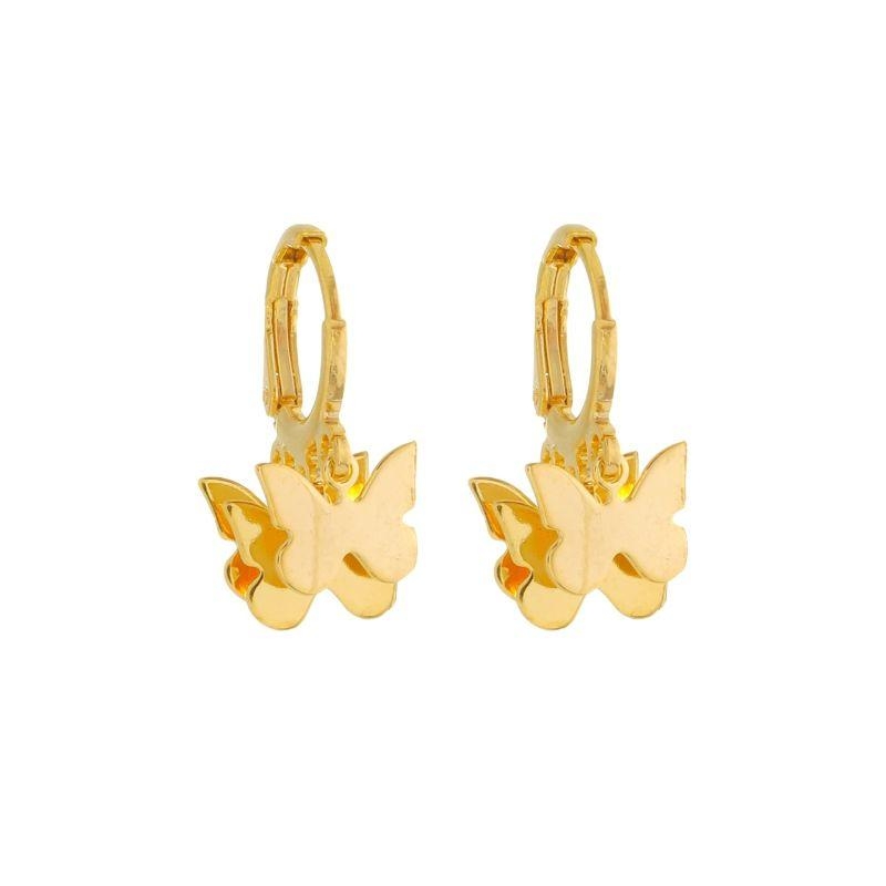 Brinco Argola Trio de Borboletas Ouro