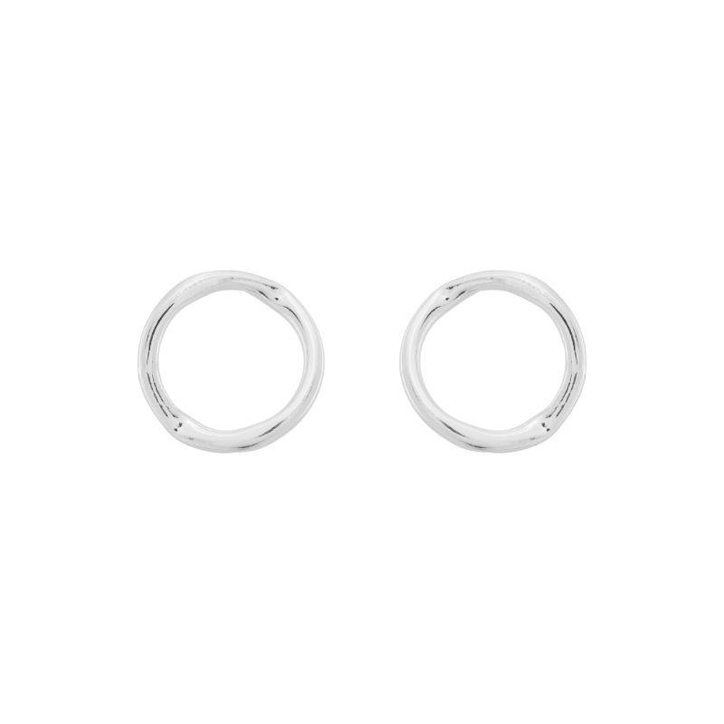 Brinco Circulo Vazado Orgânico Liso Prata