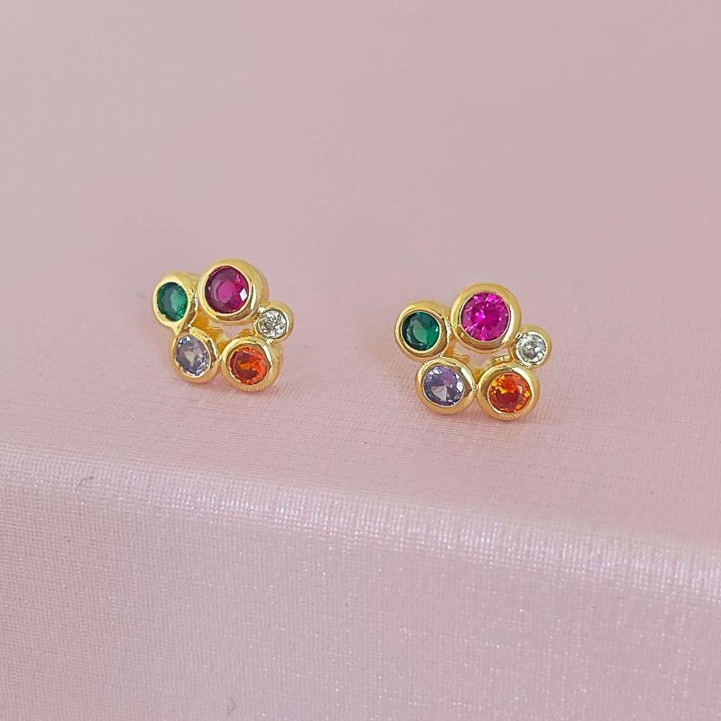 Brinco Colmeia Colorida Ouro