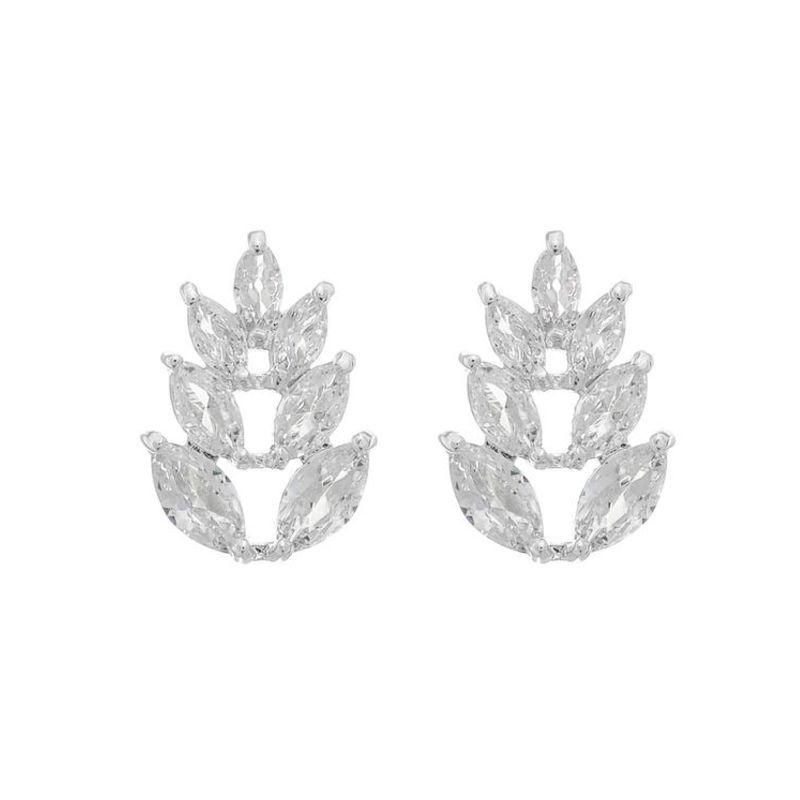 Brinco Folha de Brilho Prata