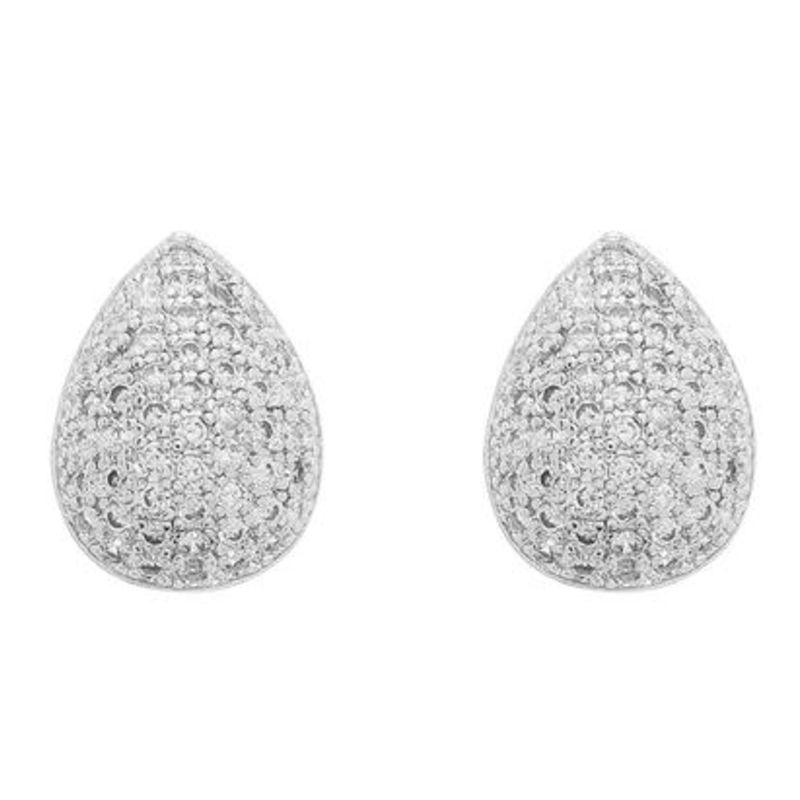 Brinco Gota G Cravejada Zircônias Prata
