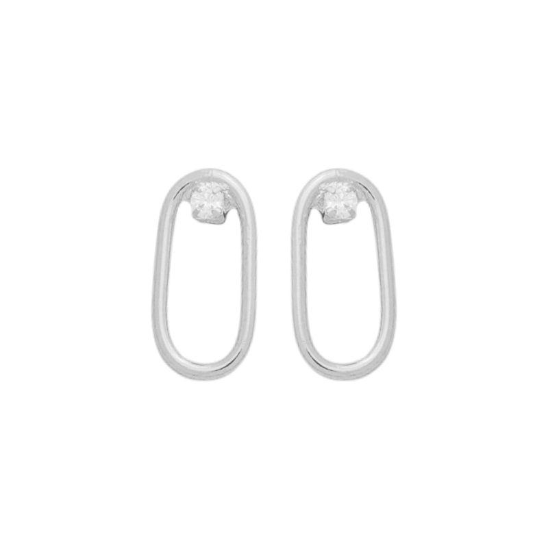 Brinco Oval e Zircônia Prata