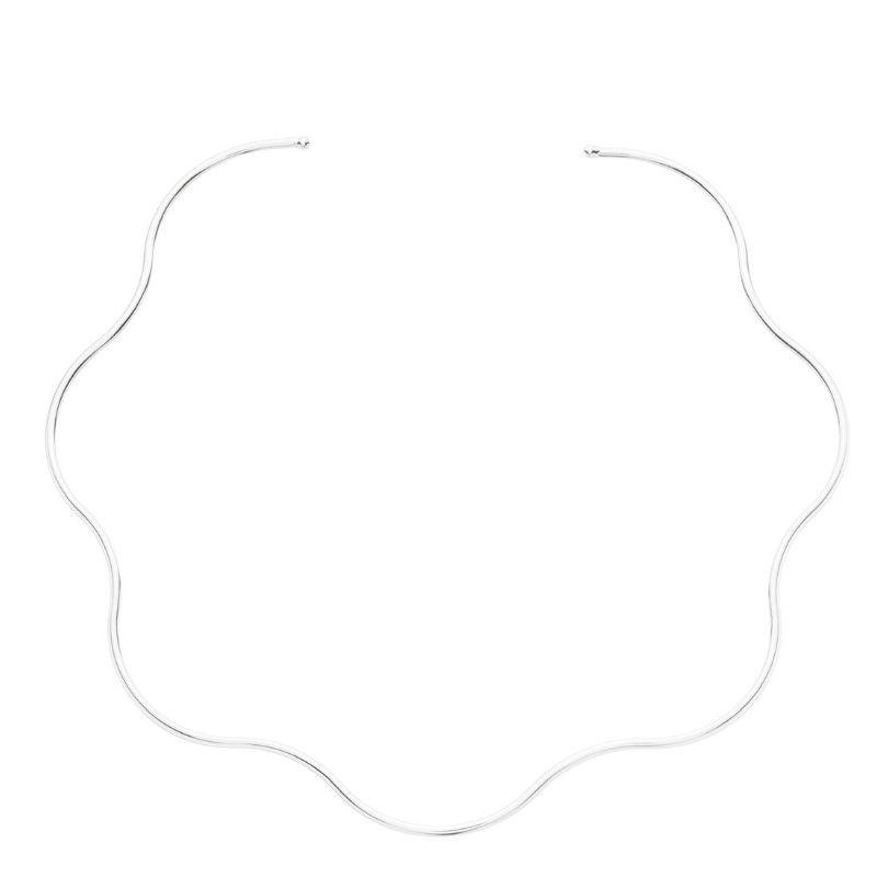 Colar Aro Choker Ondulado Prata