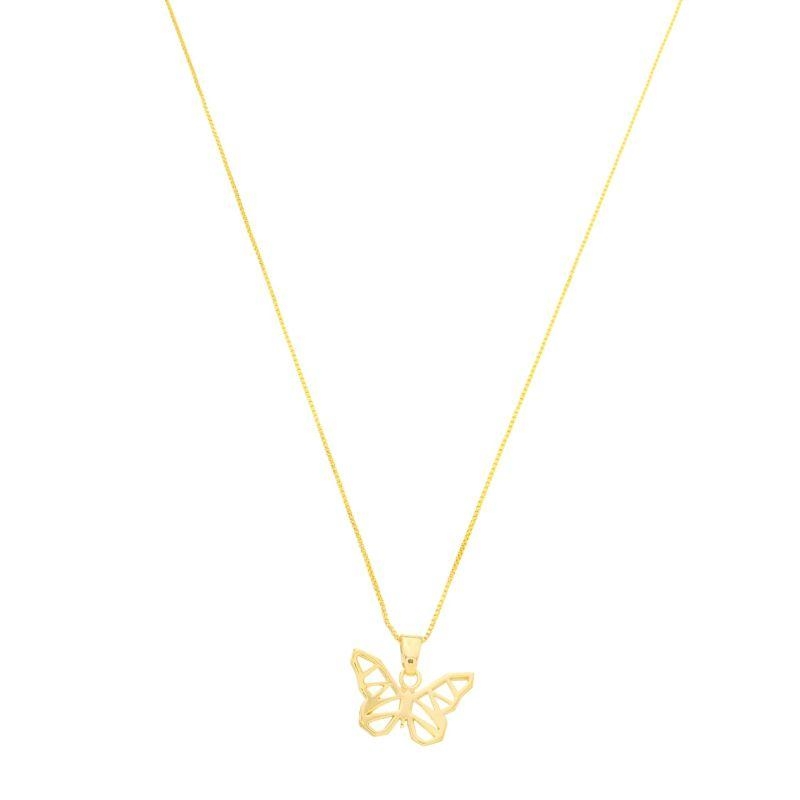 Colar Borboleta Geométrica Ouro