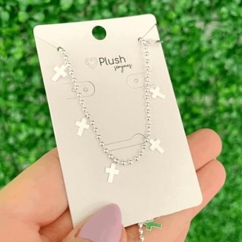 Colar Choker Cruz Prata