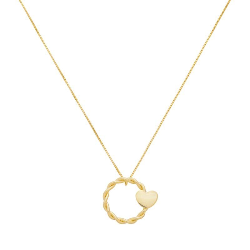 Colar Círculo Detalhe Coração Ouro