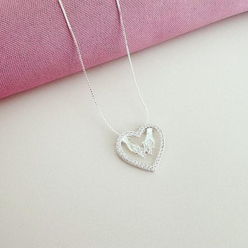 Colar Coração de Mãe Prata