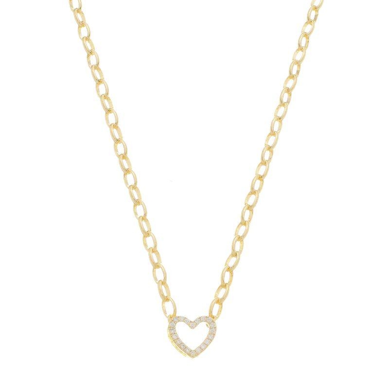 Colar Correntaria Coração Cravejado Ouro
