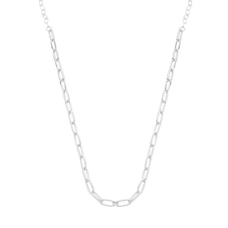 Colar Elo Fino Alongado Prata