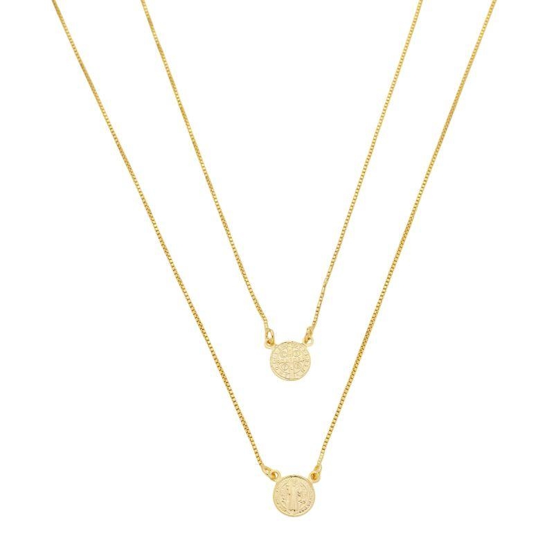 Colar Escapulário São Bento Masculino Ouro