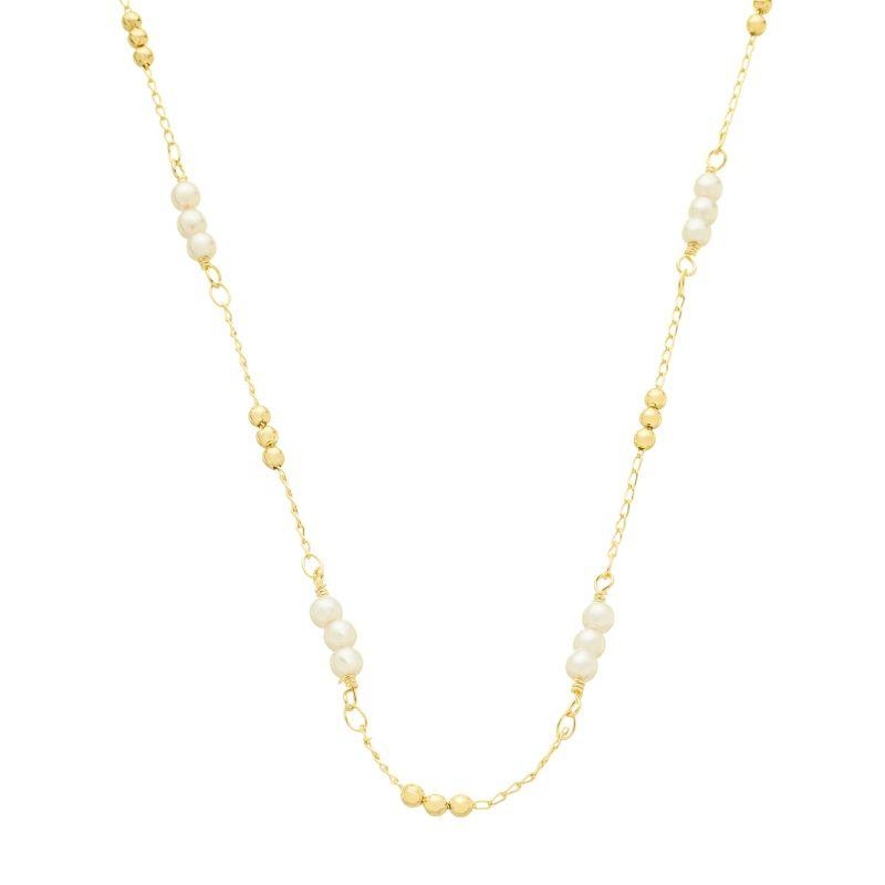 Colar Esferas e Pérolas Ouro