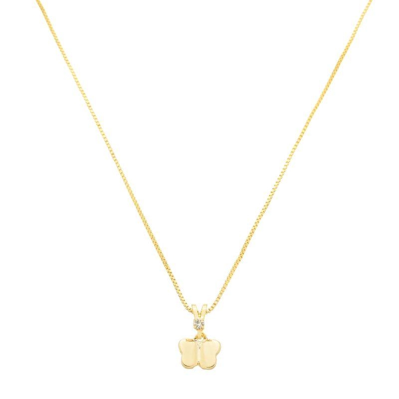 Colar Infantil Borboleta e Brilho Ouro