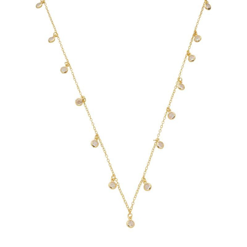 Colar Penduricalhos Zircônias 60cm Ouro