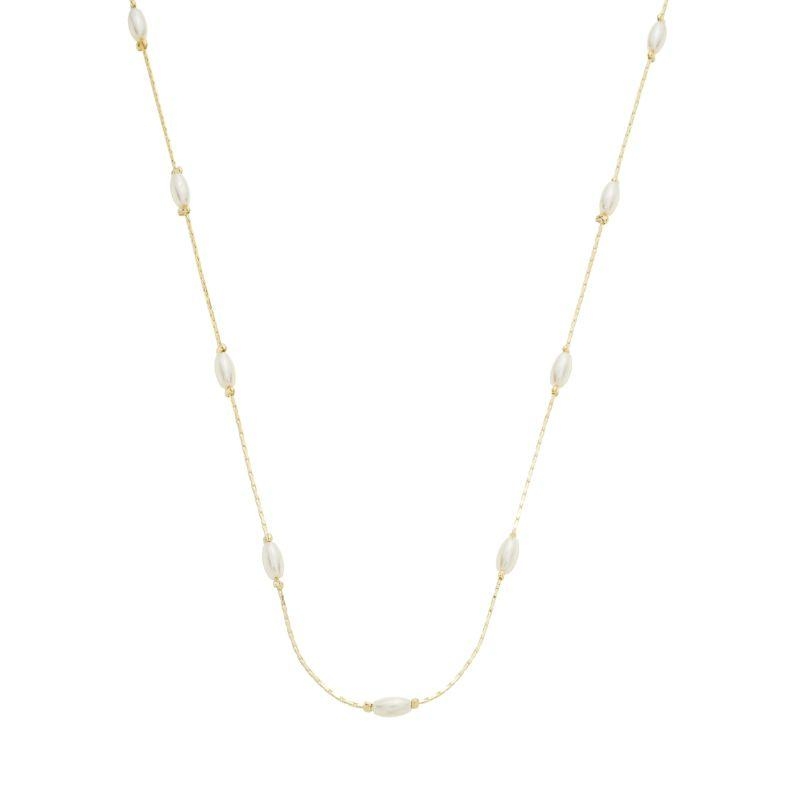 Colar Pérolas Ovais Ouro