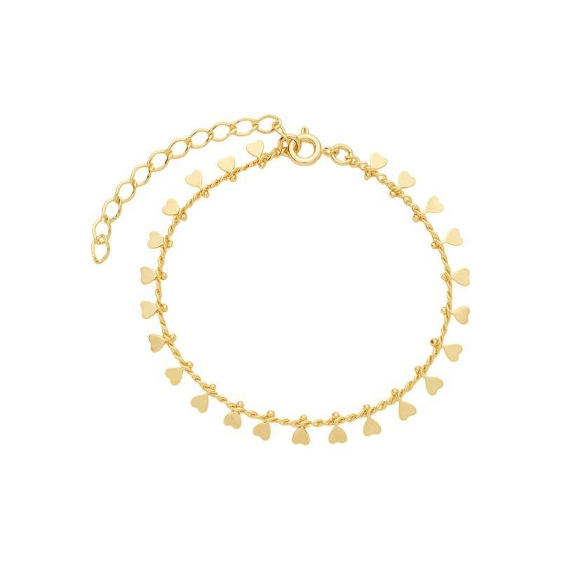 Pulseira Chapinhas Corações Ouro