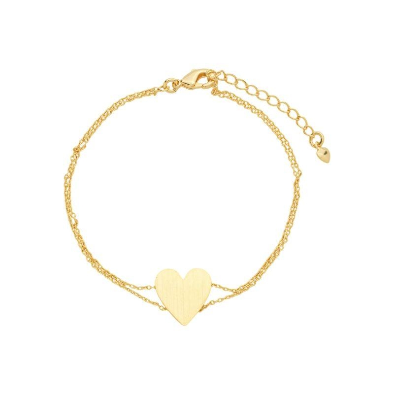 Pulseira Corrente Dupla Coração Ouro