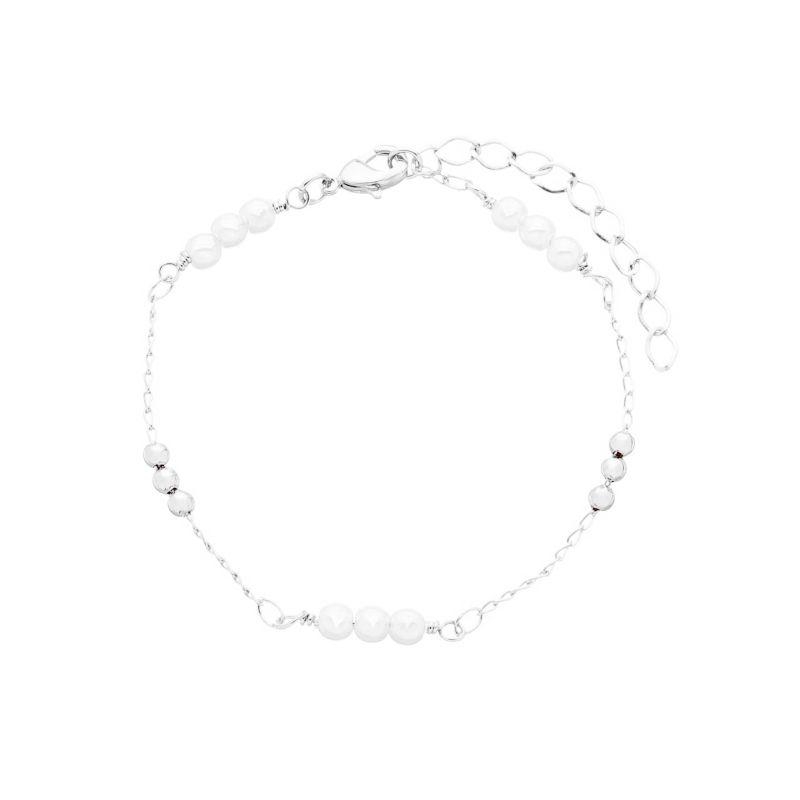 Pulseira Esferas e Pérolas Prata