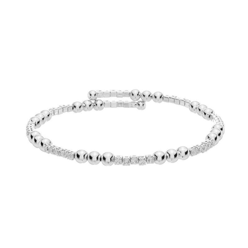 Pulseira Maleável Brilho e Esferas Prata
