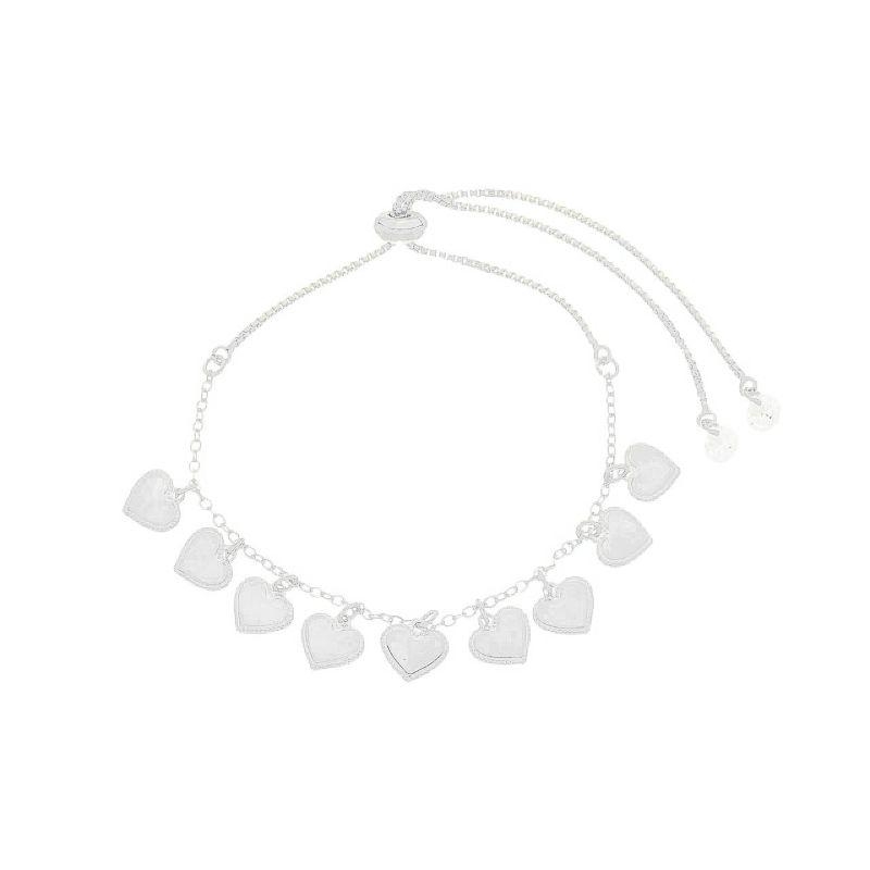 Pulseira Múltiplos Corações Ajustável Prata