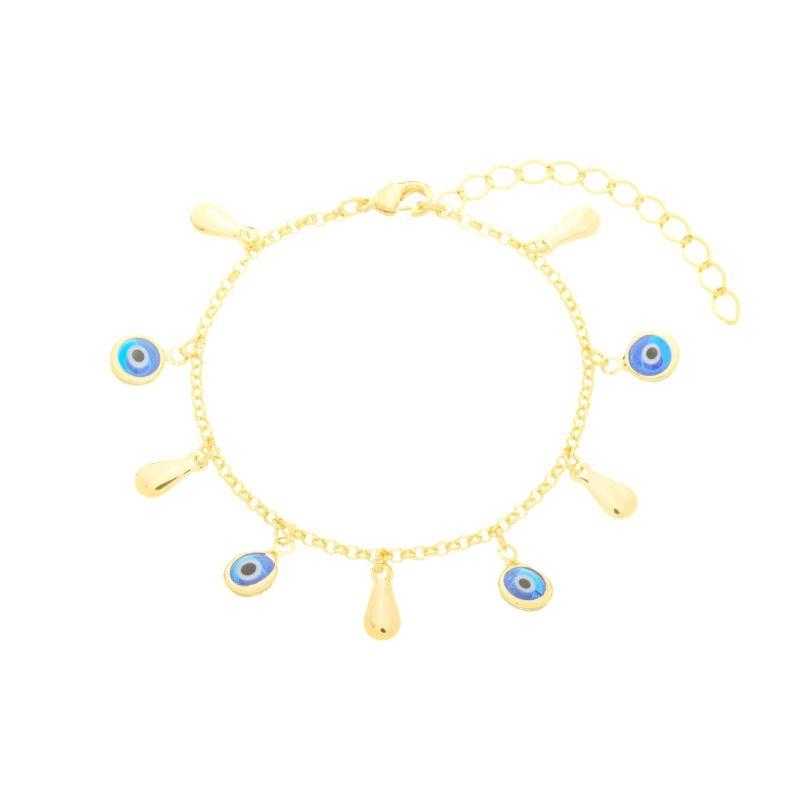 Pulseira Olho Grego e Chapas Ouro