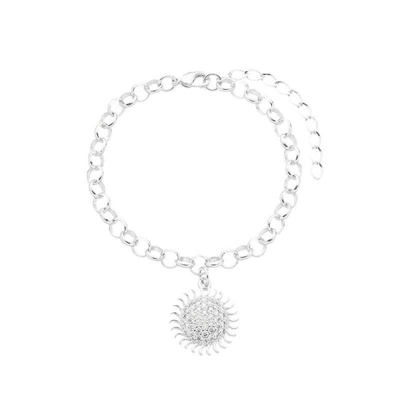 Pulseira Sol de Zircônias Prata