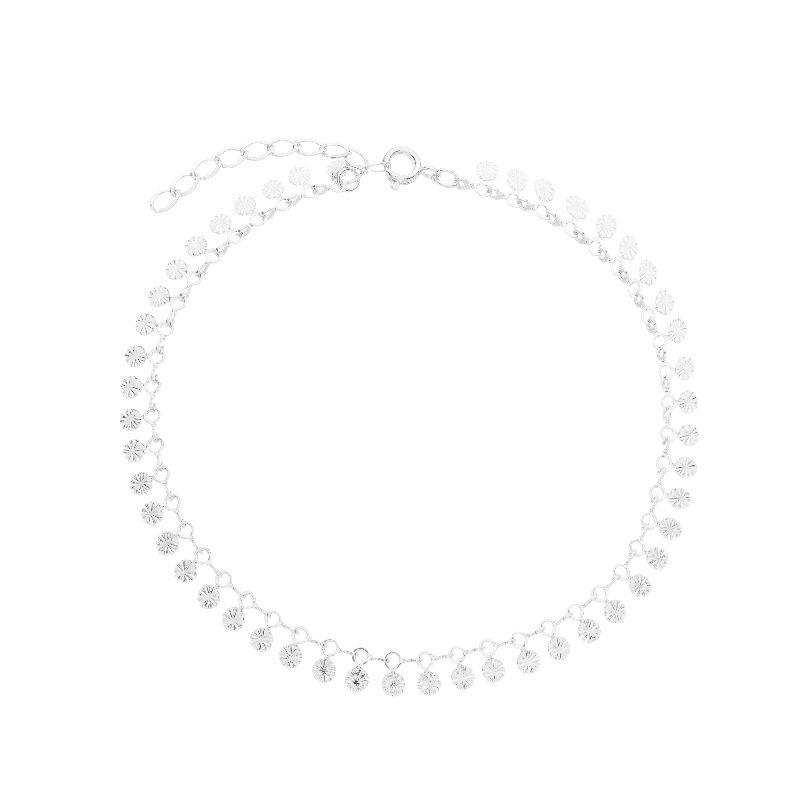 Tornozeleira Chapas Diamantadas Prata