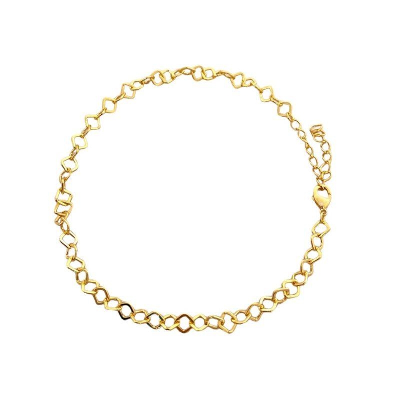 Tornozeleira Elos Quadrados Ouro