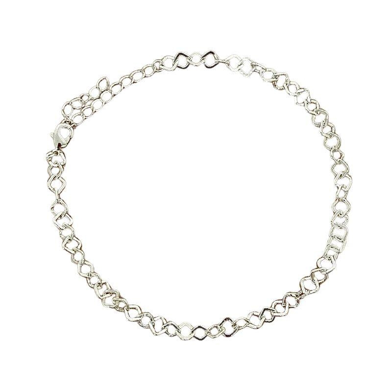 Tornozeleira Elos Quadrados Prata