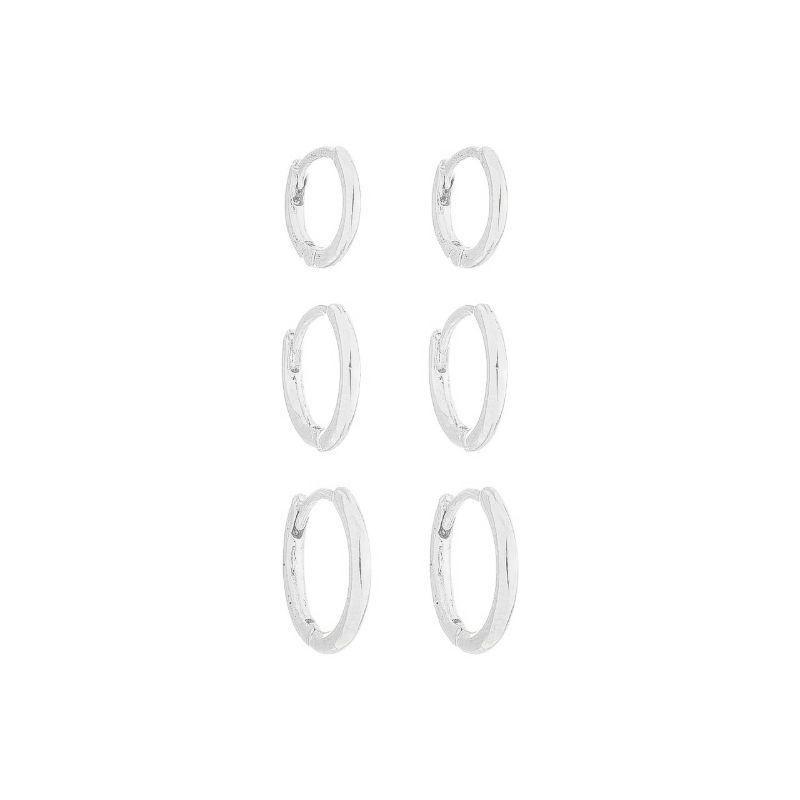 Trio Argolas Lisas Finas Prata