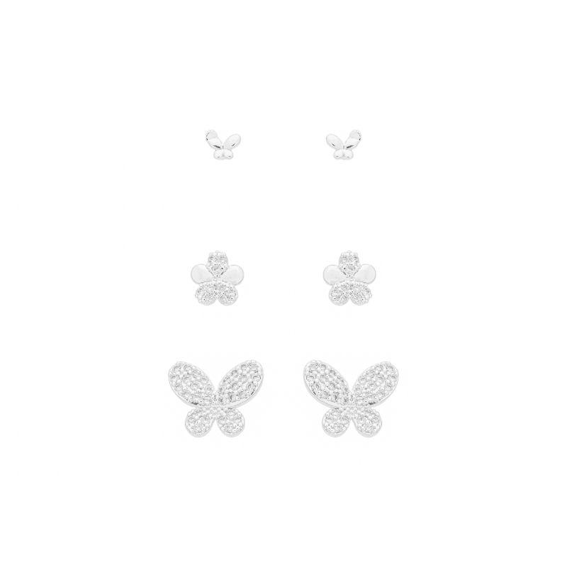 Trio Jardim Borboletas Prata