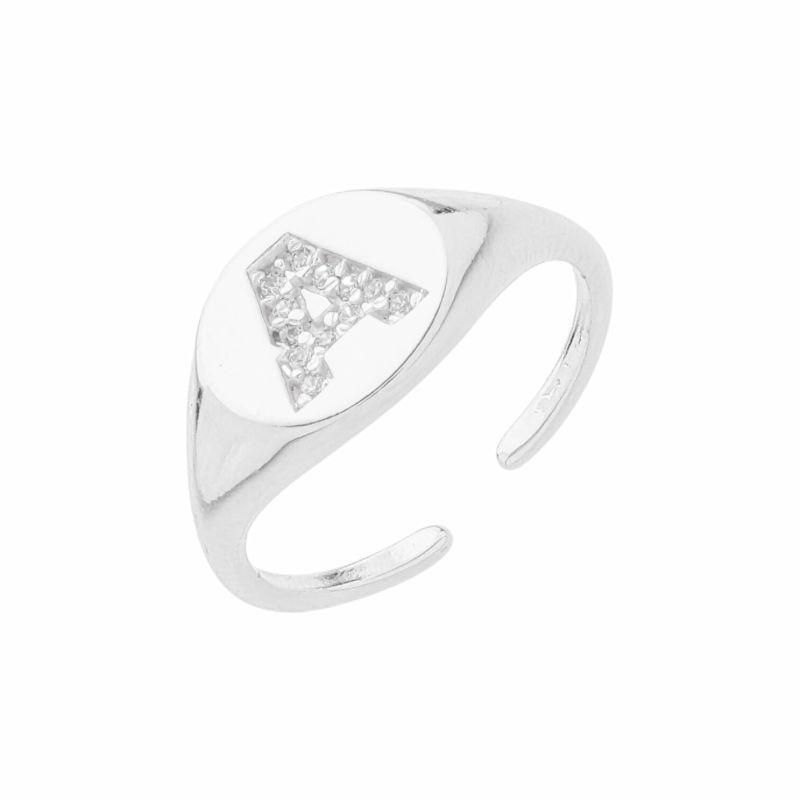 Anel Dedinho Letra Prata