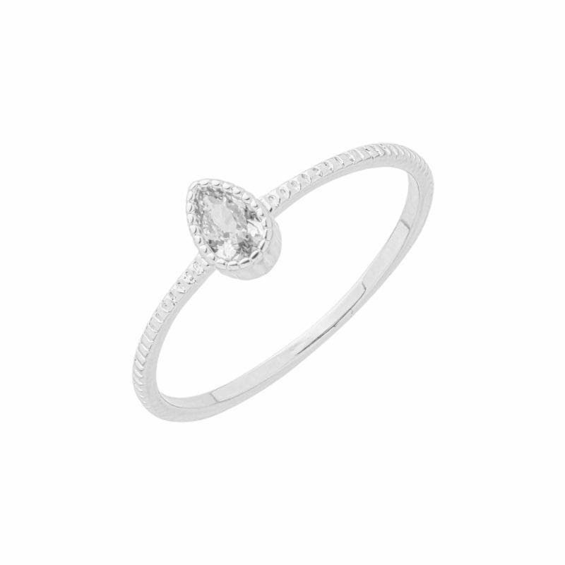 Anel Pedra Gota Prata