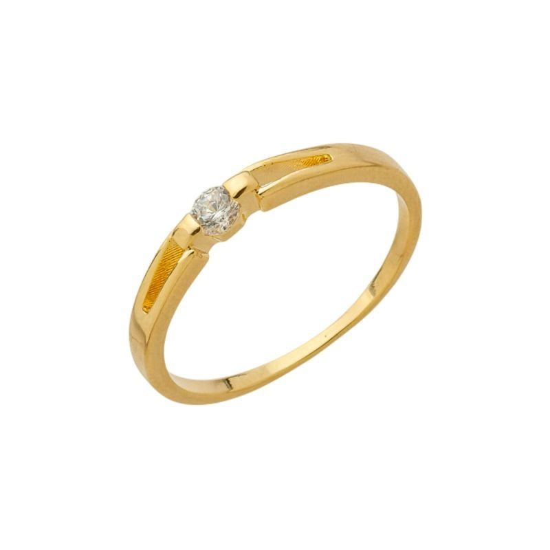 Anel Solitário Aro Vazado Ouro