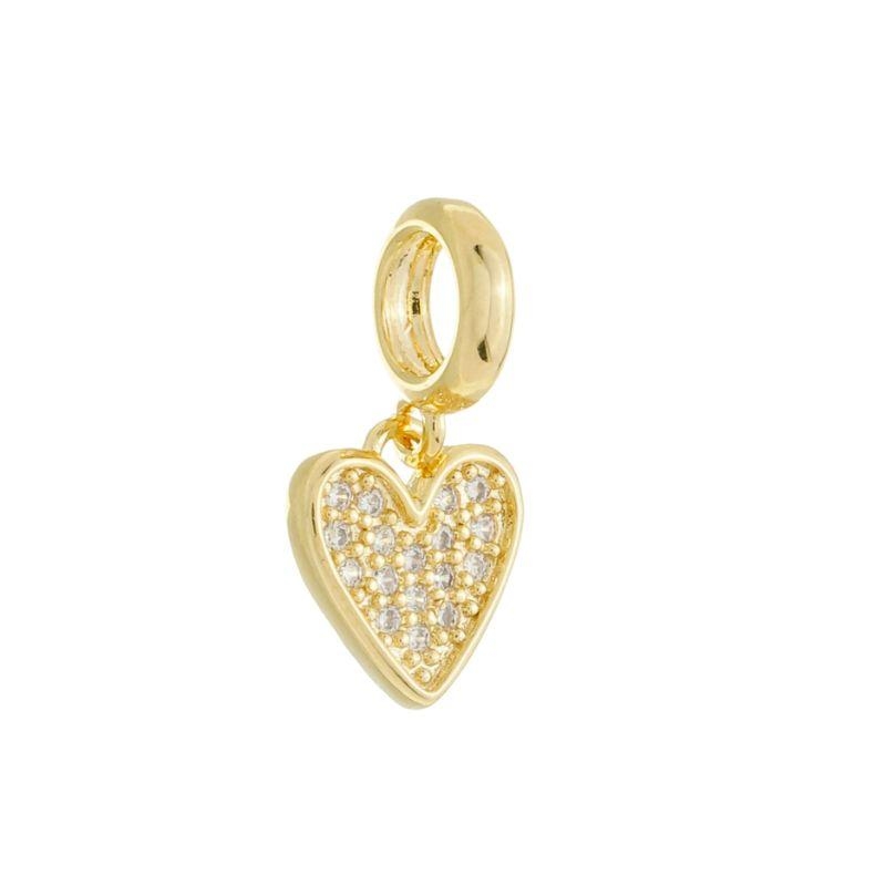 Berloque Coração Zircônias Ouro
