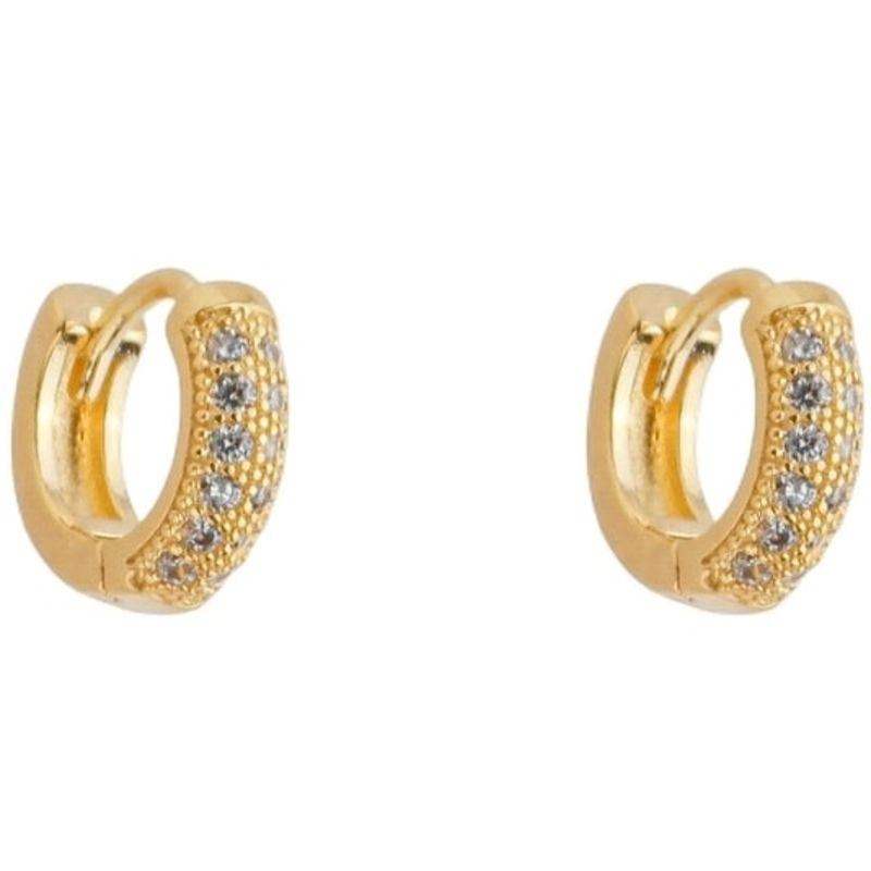 Brinco Argola Dupla Fileira Zircônias P Ouro