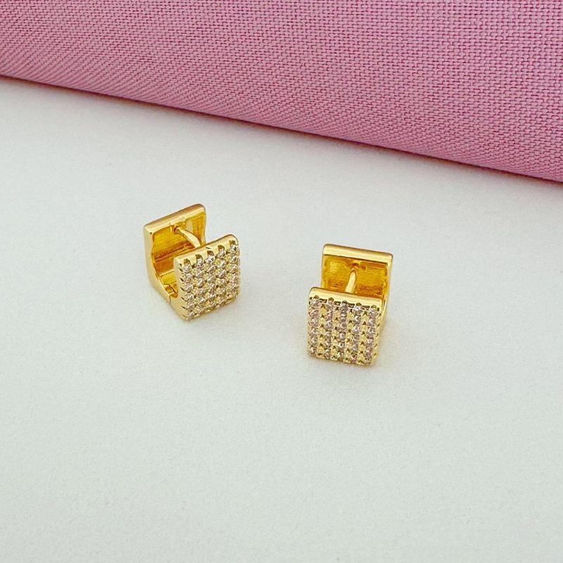 Brinco Argola Quadradinho Ouro