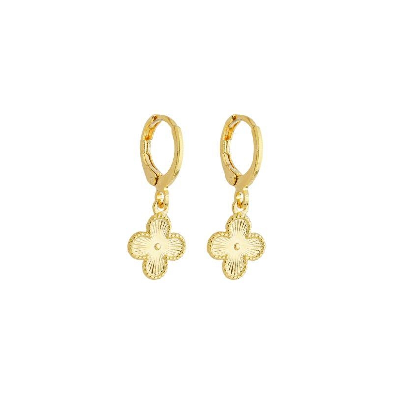 Brinco Argola Trevo Liso Ouro