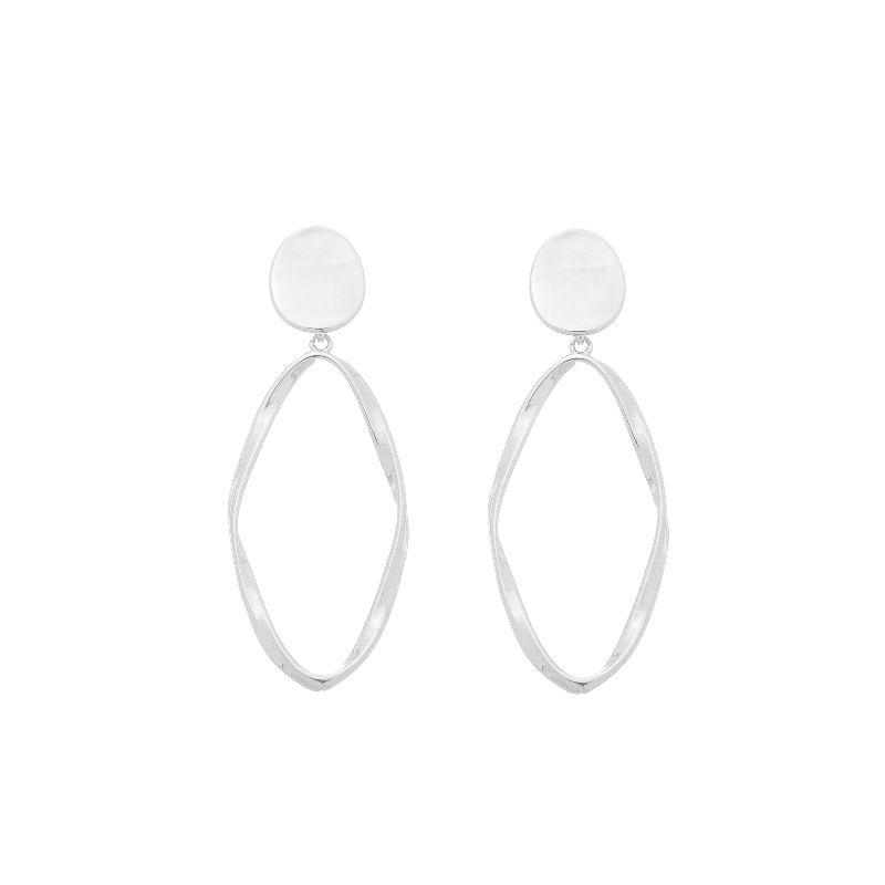 Brinco Círculo Oval Luxo Prata