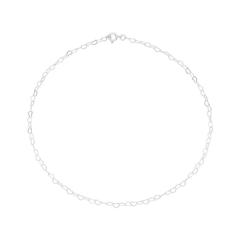 Colar Choker Elos Corações Prata