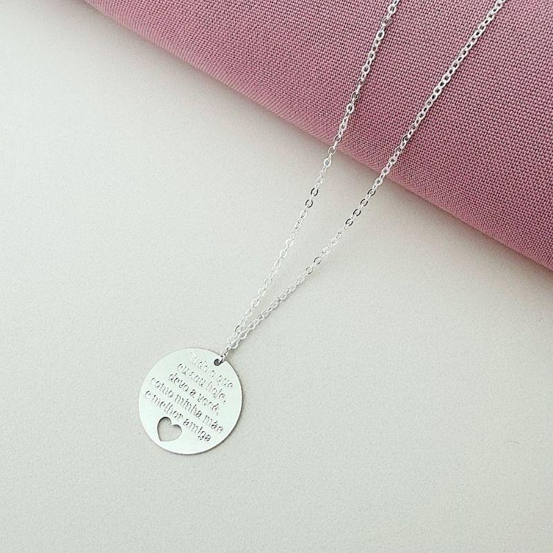 Colar Medalha Mãe Melhor Amiga Prata