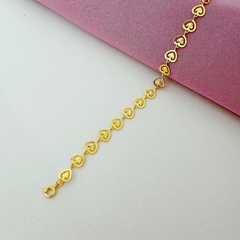 Pulseira Corações Diamantados Ouro