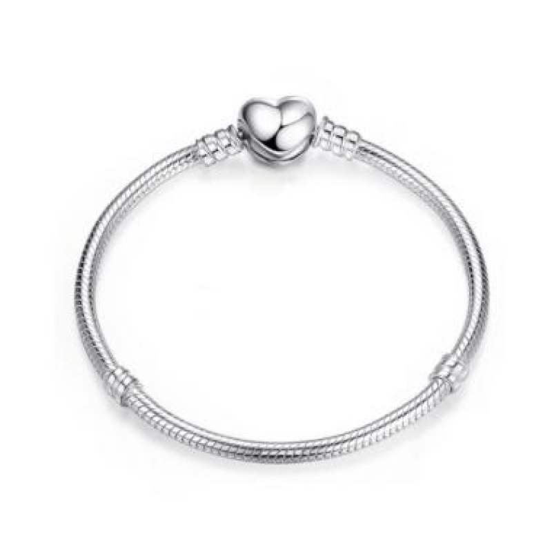 Pulseira de Berloques Coração Liso Prata