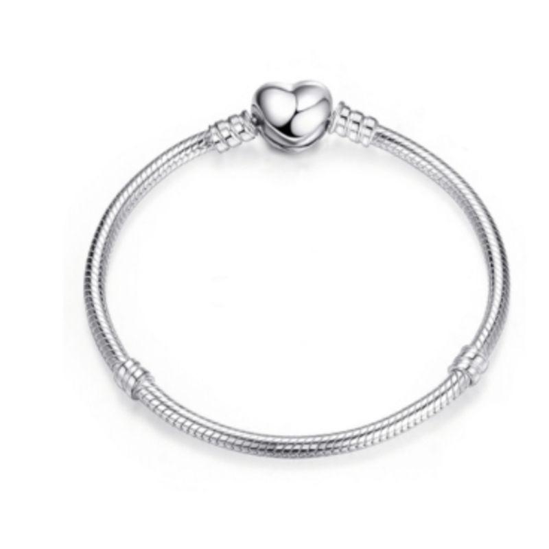 Pulseira de Berloques Coração Liso Prata