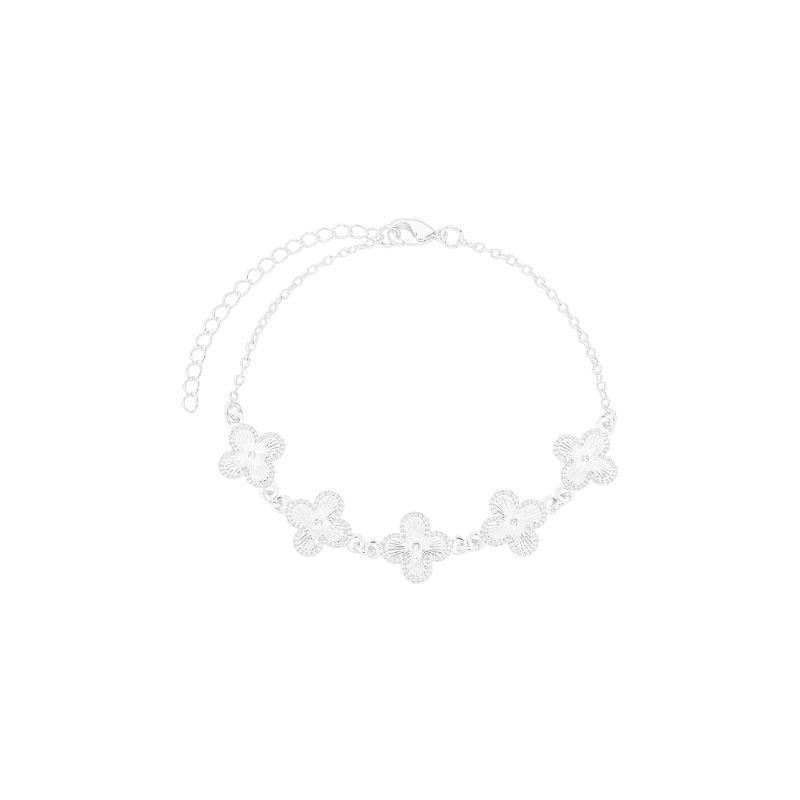 Pulseira Fileira de Trevos Prata