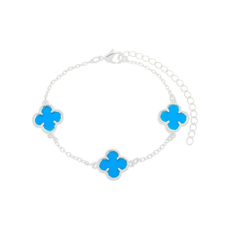 Pulseira Trevo Azul Prata