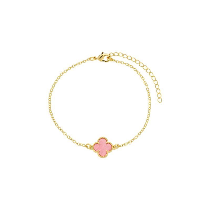 Pulseira Trevo Rosa Ouro