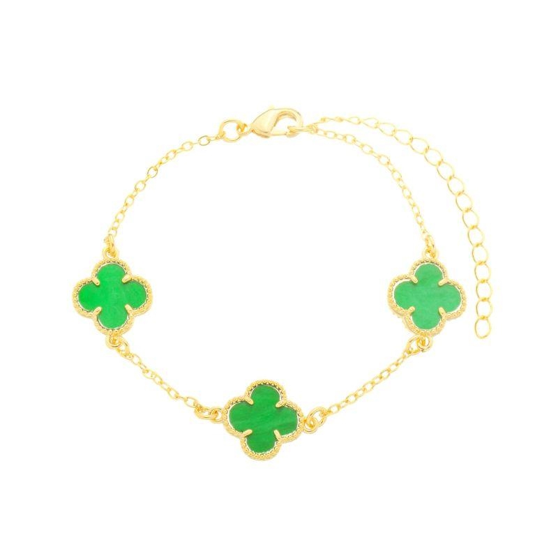 Pulseira Trevo Verde Ouro