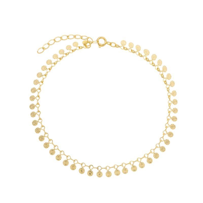 Tornozeleira Chapas Diamantadas Ouro
