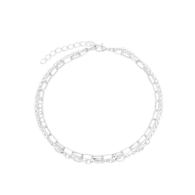 Tornozeleira Dupla Cartier e Cristal Prata