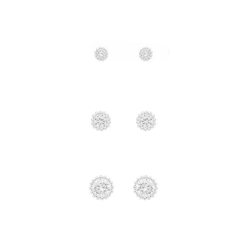 Trio Zircônias Lapidadas Prata